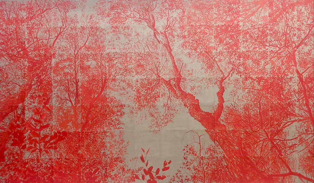 «Vértigo», 2023. Óleo sobre lino. 210 x 396 cm